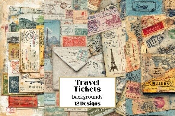 12 Vintage Travel Junk Journal Backgrounds for Authentic Projects