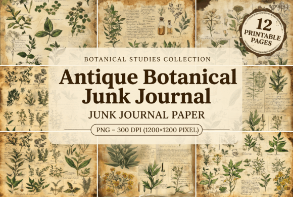 Antique Botanical Junk Journal: A Vintage Paper Collection