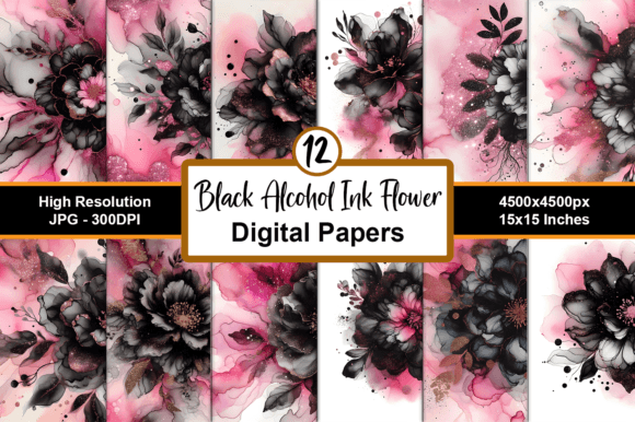 Black Alcohol Ink Flower & Pink Glitter: A Designer's Guide