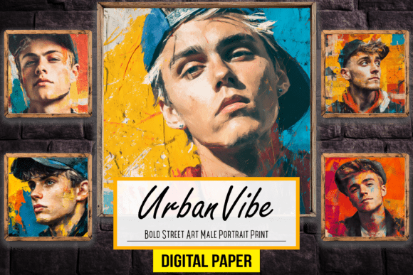Bold Street Art Male Portrait Graphics: Urban Energy for Your Designs