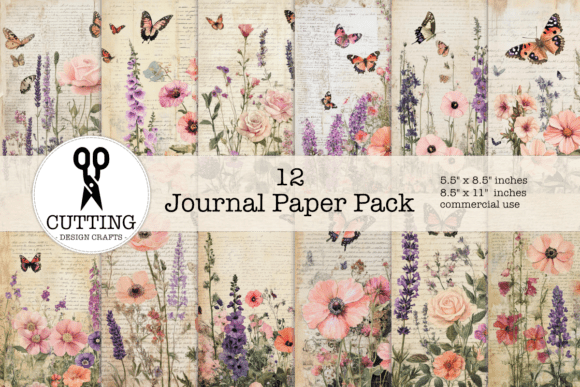 Botanical Butterfly Journal Pages: A Vintage Design Asset