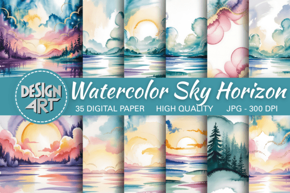 Bring Soft Artistic Elegance to Your Designs with Watercolor Sky