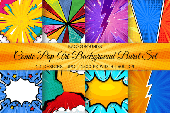 Comic Pop Art Background Burst Set: Instant Graphic Punch