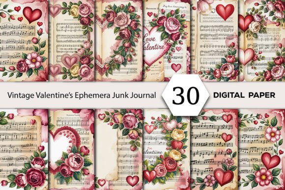 Crafting Timeless Romance with Vintage Valentine’s Junk Journal Pages