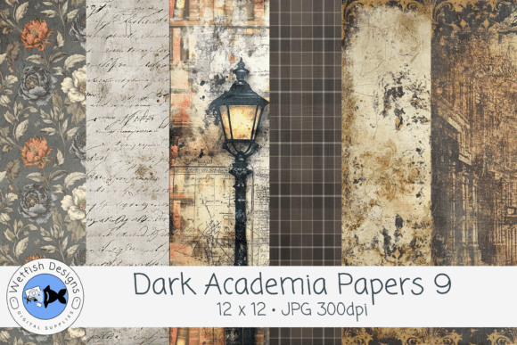 Dark Academia Papers 9: Moody Vintage Scrapbook Papers
