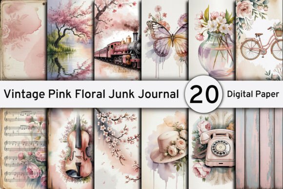Timeless Elegance: Vintage Pink Floral Junk Journal Pages