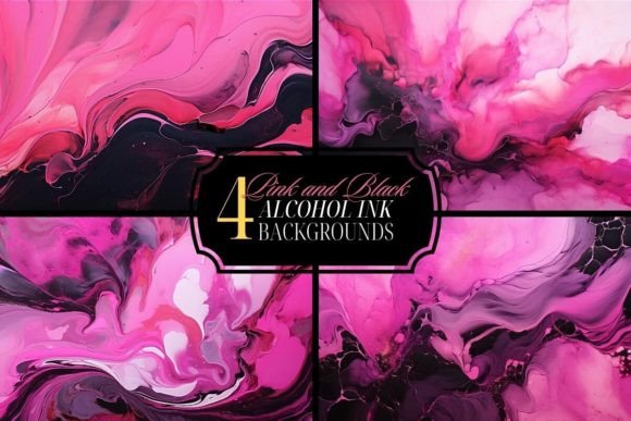 Unleash Creativity: The Pink Black Alcohol Ink Background Bundle