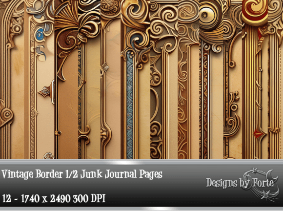 Vintage Border 1/2 Junk Journal Pages: Elevate Your Designs with Nostalgic Elegance